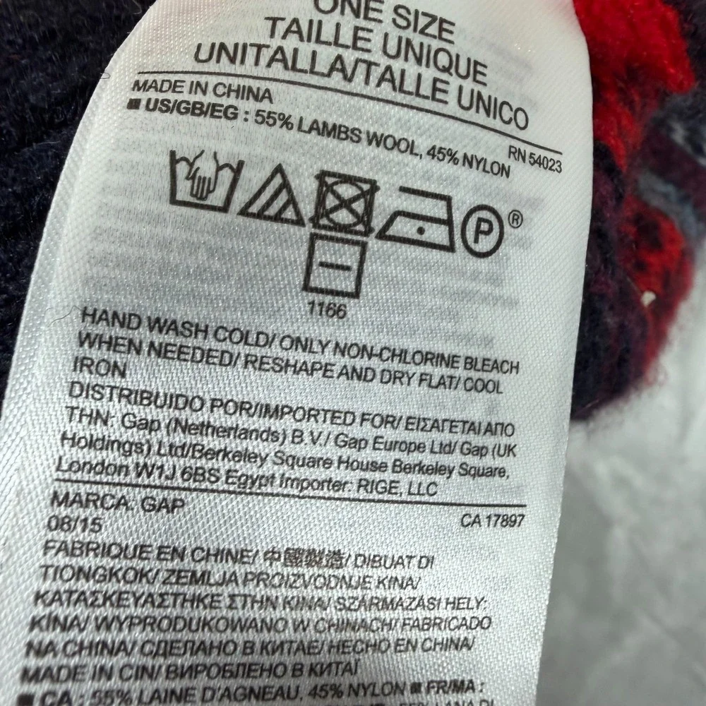 Gap Lambswool Fair Isle Scarf Multicolor Navy Wool/Nylon Blend‎ Scandinavian